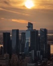 Beautiful shot of New York city skylines on a sunset background Royalty Free Stock Photo