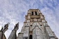 Beautiful shot of a Notre-Dame de Paris tower, seven months after the fire in Paris, France