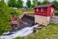 Beautiful shot of the Old Forge dam and spillway in the Adirondacks