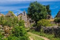 Beautiful shot of old stone houses in La Fage-Saint-Julien, Lozere, France