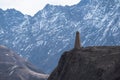 Beautiful shot of an old watch tower on the mountain peak Royalty Free Stock Photo