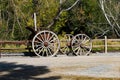 Beautiful shot of old wooden antique tractor on Dirt country ranch road Royalty Free Stock Photo