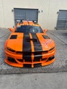 Beautiful shot of an orange racing car