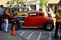 Beautiful shot of an orange shiny hot rod