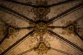 Beautiful shot of the ornate keystones of the Barcelona Cathedral ceiling