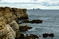 Beautiful shot of the Peniche coastline and the Berlengas in the horizon Royalty Free Stock Photo