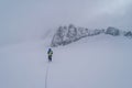 Beautiful shot of a person doing alpine climbing in the Mont Blanc Massif mountain in France Royalty Free Stock Photo