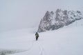 Beautiful shot of a person doing alpine climbing in the Mont Blanc Massif mountain in France Royalty Free Stock Photo