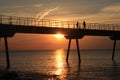 Beautiful shot of the Pont Del Petroli in Spain on an orange sunset background