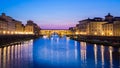 Beautiful shot of the Ponte Vecchio bridge in Florence, Italy at night Royalty Free Stock Photo