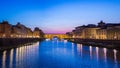 Beautiful shot of the Ponte Vecchio bridge in Florence, Italy at night Royalty Free Stock Photo
