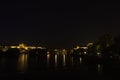 Beautiful shot from prague city at night with vltava river