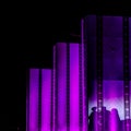 Beautiful shot of purple illuminated columns in the dark in Karabagh Royalty Free Stock Photo