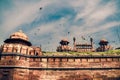 Beautiful shot of the Red Fort in Delhi India under a cloudy sky Royalty Free Stock Photo