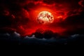 Beautiful shot of a red moon with a black night sky. Generative AI