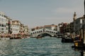 Beautiful shot of the Rialto bridge and Grand Canal in Venice, Italy Royalty Free Stock Photo