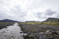 Beautiful shot of a river and mount on the Landmannalaugar trek, Iceland Royalty Free Stock Photo