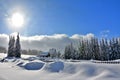 Beautiful shot of a rural territory in a snowy forest landscape