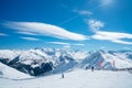 Beautiful shot of Saalbach ski resort during winter time