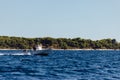 Beautiful shot of a schooner sailing in the pure blue sea of Hvar city in Croatia Royalty Free Stock Photo