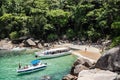 Beautiful shot of a seashore with forested mountains in Ilha Grande, Brazil