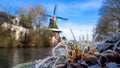 Beautiful shot of the smock mill called De Wachter in Zuidlaren, Drenthe, Northern Netherland