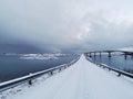 Beautiful shot of the Sommaroy Bridge connecting the islands of Kvaloya and Sommaroy in the Hillesoy Royalty Free Stock Photo