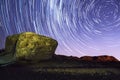 Beautiful shot of star trail over mountains Royalty Free Stock Photo