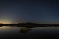 Beautiful shot of a starry sky over a lake in the Natural Area Barruecos, Spain Royalty Free Stock Photo