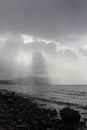 Beautiful shot of sunbeam over the aegean sea