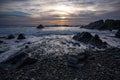 Beautiful shot of a sunset in duckpool bay of north cornwall in UK Royalty Free Stock Photo