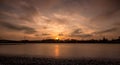 Beautiful shot of a sunset over a lake in Uerdingen, Gemrany