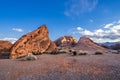Beautiful shot of sunset reflected in the rocks of Valley of Fire State Park in Nevada Royalty Free Stock Photo