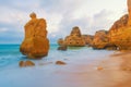 Beautiful shot of sunset at the rocky beach