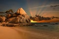 Beautiful shot of sunset at the rocky beach