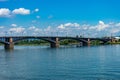 Beautiful shot of a Theodor Heuss arch Bridge over a river in Mainz, Germany Royalty Free Stock Photo
