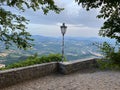 Beautiful shot from the top of a stone rooftop of a landscape