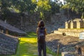 Beautiful shot of a tourist visiting Copan Ruinas and its beautiful Mayan ruins in Honduras Royalty Free Stock Photo