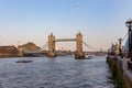 Beautiful shot of tower bridge at dusk as seen from St. Katharine Docks in London Royalty Free Stock Photo