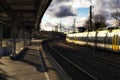 Beautiful shot of a train station at night in Waiblingen, Germany Royalty Free Stock Photo