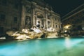 Beautiful shot of the Trevi Fountain  in the night, Rome Italy Royalty Free Stock Photo