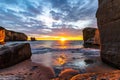 Beautiful shot of the Tunnel beach near Dunedin, New Zealand Royalty Free Stock Photo