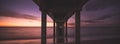 Beautiful shot under a bridge over water during a sunset Royalty Free Stock Photo