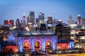 Beautiful shot of Union Station and sky scrappers against dusk sky in Kansas City, Missouri, USA Royalty Free Stock Photo