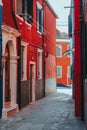 Beautiful shot of vibrant scenery around the streets of Burano, Venice, Italy Royalty Free Stock Photo