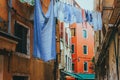 Beautiful shot of vibrant scenery around the streets of Burano, Venice, Italy Royalty Free Stock Photo