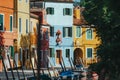 Beautiful shot of vibrant scenery around the streets of Burano, Venice, Italy Royalty Free Stock Photo