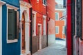 Beautiful shot of vibrant scenery around the streets of Burano, Venice, Italy Royalty Free Stock Photo