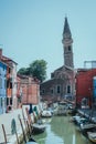 Beautiful shot of vibrant scenery around the streets of Burano, Venice, Italy Royalty Free Stock Photo