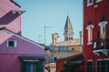 Beautiful shot of vibrant scenery around the streets of Burano, Venice, Italy Royalty Free Stock Photo